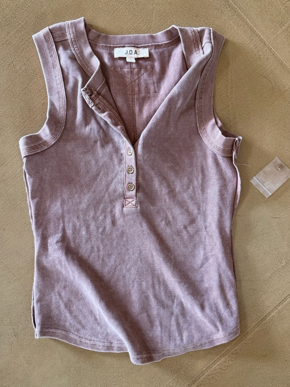 J.O.A. Sleeveless Ribbed Henley